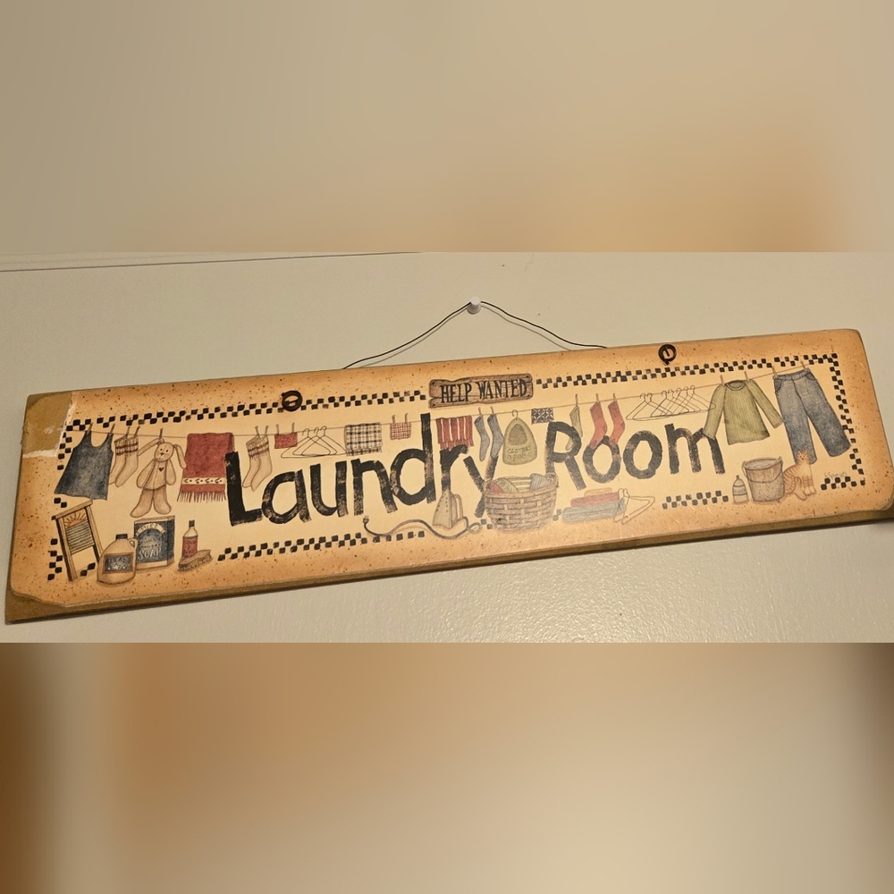 Vintage Wooden Laundry Room Wall Sign lot of 3.